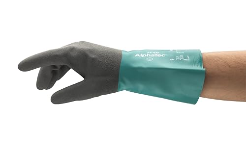 Ansell Alphatec 58-430 Chemikalien-Arbeitshandschuhe, Hochleistungsfähige Nitrilmischung, Gute Fingerbeweglichkeit und Tastsensibilität, Ansell Grip Technology, Größe 7/S (12 Paar) von Ansell