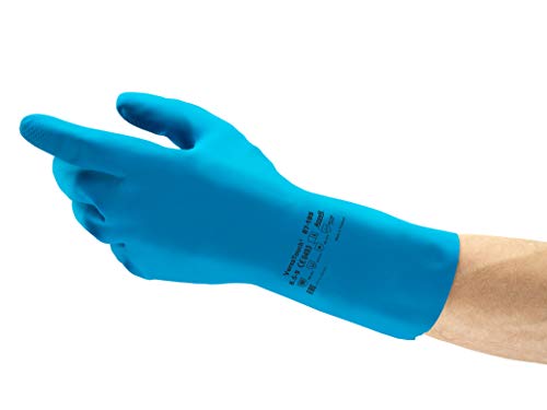 Ansell AlphaTec 87-195 Chemikalienschutz-Handschuhe, Mehrzweck-Arbeitshandschuhe, Zugelassen für Lebensmittelkontakt, Extradünn für Exzellente Tastsensibilität, Größe XL (12 Paar), Blau von Ansell