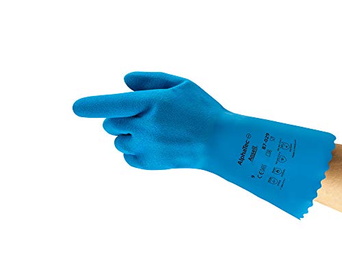 Ansell AlphaTec 87-029 Chemikalienschutz-Handschuhe, Chemisch Beständig, Lebensmittelkontakt, Gebogenen Fingeren, Arbeitshandschuhe Damen Herren, Größe 2XL (12 Paar) von Ansell