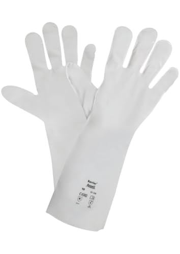 Ansell Barrier 02-100 5-lagige Laminat Handschuhe, Chemikalien- und Flüssigkeitsschutz, Weiß, Größe 10 (12 Paar pro Beutel) von Ansell