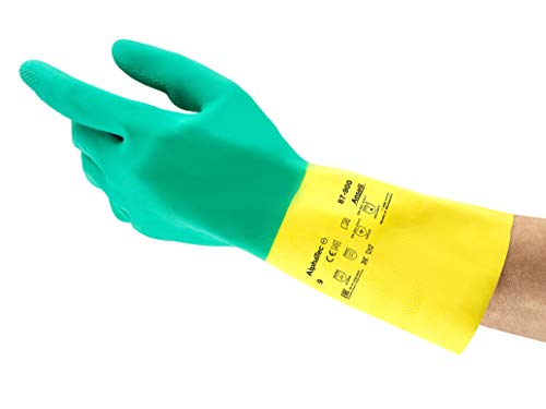 Ansell AlphaTec 87-900 Chemikalienschutz-Handschuhe, Mehrzweck-Arbeitshandschuhe, Chemisch Beständig, Design mit Hervorragender Griff, Baumwoll Velours Innenausstattung, Größe S (12 Paar) von Ansell