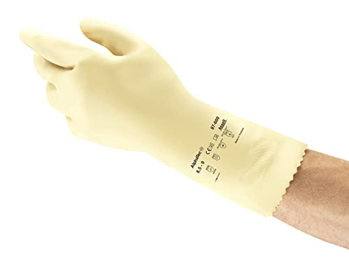 Ansell AlphaTec 87-600 Chemikalienschutz-Handschuhe, Mehrzweck-Arbeitshandschuhe, Chemisch Beständig, Gute Fingerbeweglichkeit und Tastsensibilität, Größe S (12 Paar) von Ansell