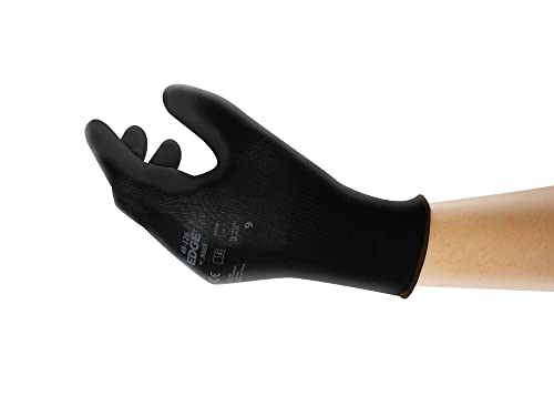 Ansell Edge 48-126 Arbeits-Handschuhe, Vielseitig Einsetzbarer Handschuh, Heimwerker-, Renovierungs-, Mechanik-Arbeiten, Schwarz, Größe 10 (12 Paar) von Ansell