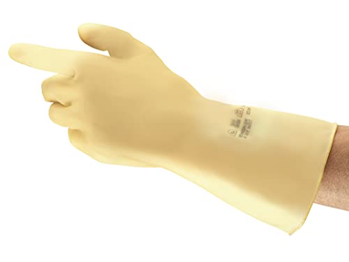 Ansell Featherweight Plus G31H Naturgummilatex Handschuh, Chemikalien- und Flüssigkeitsschutz, Naturfarben, Größe 9.5 (1 Paar pro Beutel) von Ansell