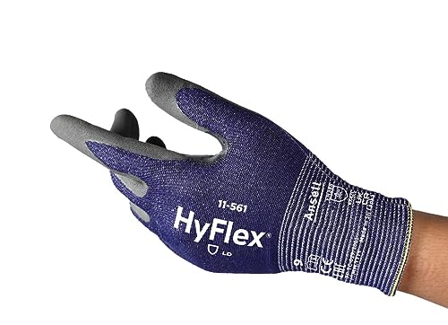 Ansell HyFlex 11-561 Schnittschutz-Handschuhe, Atmungsaktive Nitril-beschichtung, Höchste Weiterreißfestigkeit, Dünne Arbeitshandschuhe Herren Damen, Waschbare, Blau, Größe L (1 Paar) von Ansell
