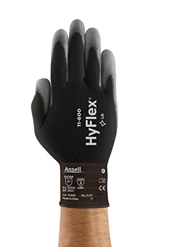 Ansell HyFlex 11-600 Dünne Arbeitshandschuhe, Nylon-Strickhandschuhe mit PU Beschichtung, Leichte Schutzhandschuhe, Präzises Arbeiten und Heimwerken, Mechanikschutz, Weiß, Größe XL (12 Paar) von Ansell