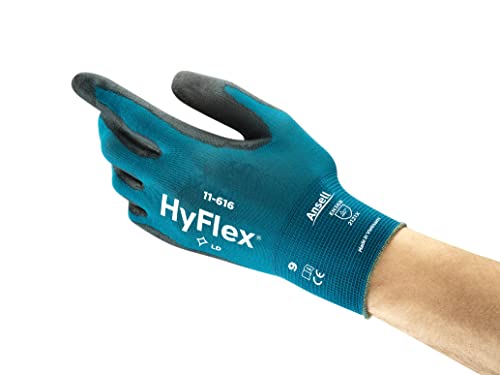 Ansell HyFlex 11-616 Mehrzweckhandschuhe, Mechanikschutz, Schwarze, Größe 6 (12 Paar pro Beutel) von Ansell