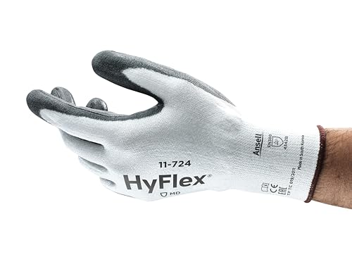 Ansell HyFlex 11-724 Schnittschutz-Handschuhe, Mechanikschutz, Weiß, Größe 11 (12 Paar pro Beutel) von Hyflex