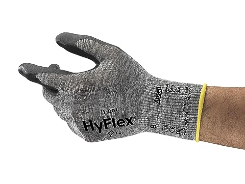 Ansell HyFlex 11-801 Professionelle Arbeitshandschuhe, Rutschfeste Nitril-Beschichtung, Industrie-Schutzhandschuhe für Mechanik, Werkstatt und Montage, Waschbare, Schwarz, Größe XL (12 Paar) von Ansell