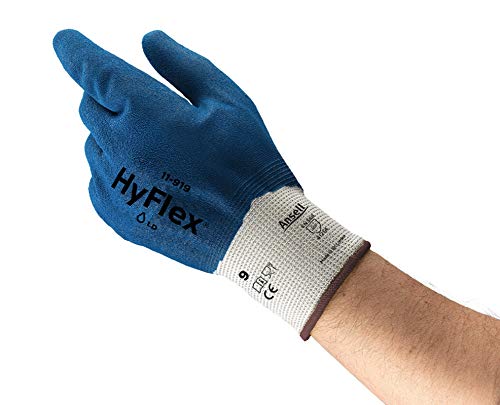 Ansell HyFlex 11-919 Arbeitshandschuhe, Ölabweisender Mehrzweckhandschuhe, Ölgriff und hohe Fingerbeweglichkeit, Mechanikschutz-Handschuh, Industrie PSA, Größe M (12 Paar) von Ansell