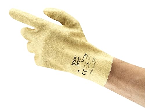 Ansell KSR 22-515 Öl abweisende Handschuhe, Mechanikschutz, Gelb, Größe 7.5 (12 Paar pro Beutel) von Ansell