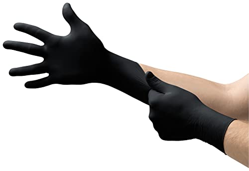 Ansell MicroFlex 93-852 Einmalhandschuhe Latexfreie, Schwarz Nitrilhandschuhe Puderfrei, Chemikalien-Schutzhandschuhe, Mechaniker Handschuhe, Schwarze Handschuhe L (100 Stück) von Ansell