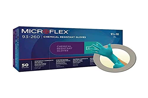 Ansell Microflex 93-260 Einmalhandschuh für Chemikalienschutz, Patentierte Formulierung, Herausragenden Schutz, Anatomische Passform, Verlängerte Stulpe, Grün, Größe 2XL (50 Handschuhe) von Ansell