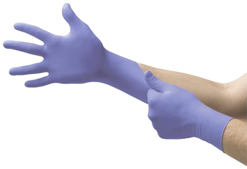 Ansell Microflex 93-843 Latexfreie Einweghandschuhe, Nitrilhandschuhe Puderfrei, Einmalhandschuhe Violett, Chemikalien-Schutzhandschuhe, Lebensmittel Handschuhe S (100 Stück) von Ansell