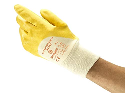 Ansell Nitrotough N230Y Öl abweisende Handschuhe, Mechanikschutz, Gelb, Größe 10 (12 Paar pro Beutel) von Ansell