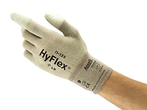 Comasec & Marigold Ansell HyFlex 11-135 Arbeitshandschuhe, Mechanikschutz, Schnittschutz, Industrie und Mechaniker Handschuhe, Montagehandschuh, Damen Herren, Waschbar, Grau, Größe L (12 Paar) von Ansell