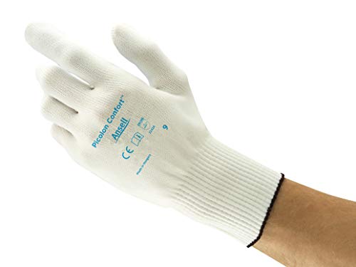 Ansell Picolon Confort Mehrzweckhandschuhe, Mechanikschutz, Weiß, Größe 9 (12 Paar pro Beutel) von Ansell
