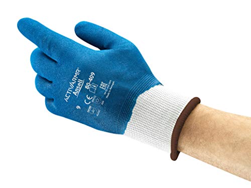 Ansell PowerFlex 80-409 Spezialzweck-Handschuhe, Mechanikschutz, Blau, Größe 8 (6 Paar pro Beutel) von Ansell