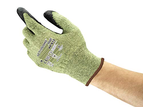 Ansell ActivAmr 80-813 Hitzebeständige Handschuhe mit Kevlar-Faser, Mechanik-Handschuh mit hohem Schnitt-Schutz Grün Schwarz Größe 6 (12 Paar) von Ansell