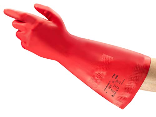 Ansell AlphaTec 37-900 Nitril-Arbeitshandschuhe, Chemie-Handschuh Säurefest, Industrie Chemikalien und Lebensmitteln, Latexfrei, Damen Herren, Rot, Größe M (12 Paar) von Ansell