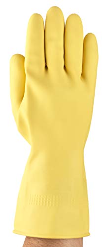 Ansell AlphaTec 87-063 Chemikalienschutz-Handschuhe, Chemisch Beständig, Lange Stulpe, Gebogenen Fingeren, Arbeitshandschuhe Damen Herren, Lange Stulpe, Größe S (12 Paar) von Ansell