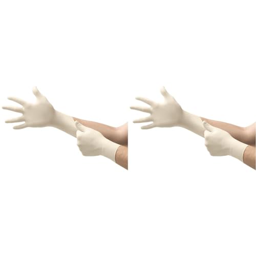 Ansell TouchNTuff 69-318 Latex Einweghandschuhe Puderfrei, Professionelle Schutzhandschuhe mit Texturierte Fingerspitzen, Lebensmittel Einmalhandschuhe, Weiß, Größe XL (100 Handschuhe) (Packung mit 2) von Ansell