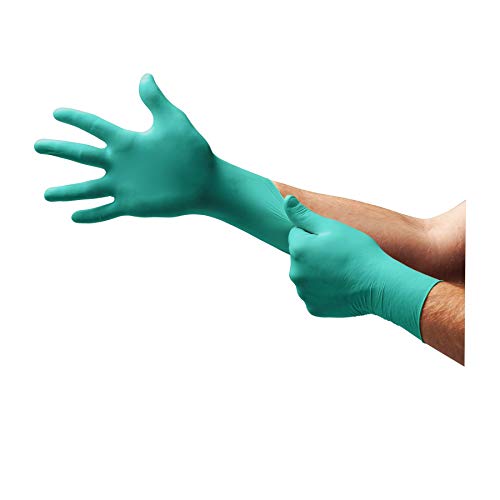 Ansell TouchNTuff 92-500 Einweg-Handschuhe in Nitril, Einmal-Handschuhe, Chemikalien- und Lebensmitteln-Industrie, Grün Größe 6.5 - 7 (Spender mit 100 Handschuhen) von Ansell