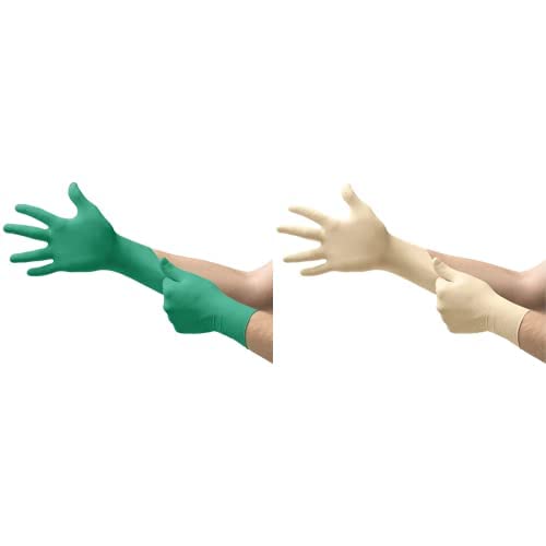 Ansell TouchNTuff Einweg-Handschuhe Nitril, Grün, XL (100 Handschuhe) 926xx (1er Pack) Microflex 63-864 Einweg-Handschuhe Gepudert, Dünne Gummihandschuh, Weiß, Größe L (100 Handschuhe) von Ansell