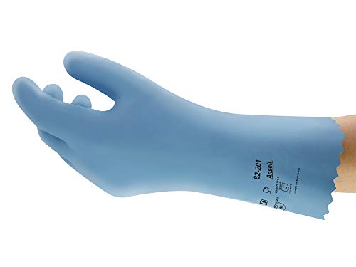 Ansell VersaTouch 62-201 Naturgummilatex Handschuhe, Chemikalien- und Flüssigkeitsschutz, Blau, Größe 11 (12 Paar pro Beutel) von Ansell