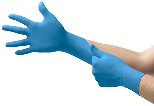 Ansell VersaTouch 92-200 Nitril-Handschuhe, Chemikalien- und Flüssigkeitsschutz, Schutz bei Mechanik-, Industriel- und Chemikalienarbeiten, Blau, Größe M (100 Handschuhe) von Ansell