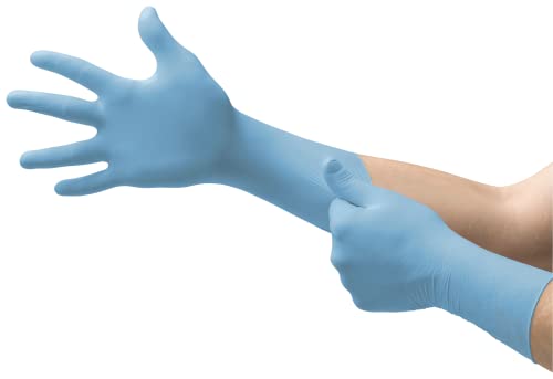 Ansell VersaTouch 92-481 Nitril Handschuhe, Chemikalien- und Flüssigkeitsschutz, Hellblau, Größe 7.5-8 (100 Handschuhe pro Spender) von Ansell