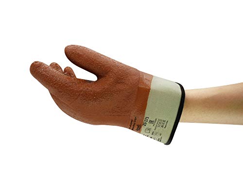 Winter Monkey Grip Ansell 23-173 Arbeitshandschuhe, Öl- und Fettabweisende PVC-Beschichtung, Tragekomfort und Kälteschutz, Mechanikschutz-Handschuh, Industrie PSA, Braun, Größe XL (12 Paar) von Ansell