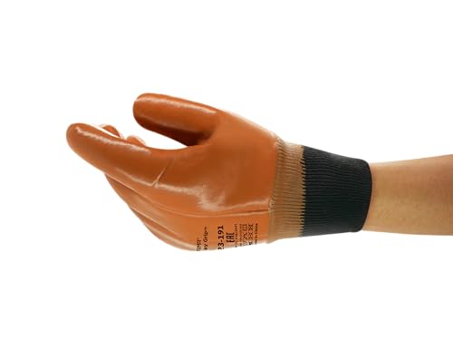 Ansell Winter Monkey Grip 23-191 Arbeitshandschuhe, Öl- und Fettabweisende PVC-Beschichtung, Komfort und Kälteschutz, Mechanikschutz-Handschuh, Industrie PSA, Größe XL (12 Paar) von Ansell