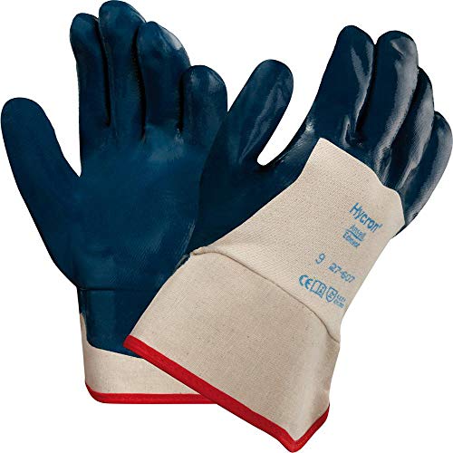 Arbeitshandschuhe Ansell Hycron® Nitril blau in L Gr. 9, getauchte Nitrilbeschichtung dreiviertel Beschichtung von Ansell