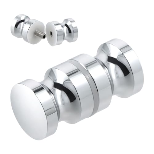 Anseom 1 Stück Duschtürknopf Duschtürgriffe Beidseitig Aluminiumlegierung Duschtürgriffe Duschkabine Griff Chrom Dusche Türknopf, Glastür Griff Geeignet für Bad Küche Büro (30mm) von Anseom