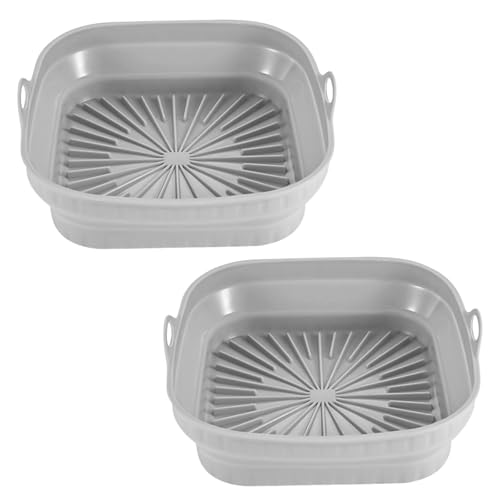 Anseom 2 Stück Silikonform für Heißluftfritteuse Zusammenklappbare Quadratische Silikonform für Fritteuse Silikon Luftfritteusen Einlagen Backform für Heißluftfritteuse Bratpfanne Ofen Mikrowelle von Anseom