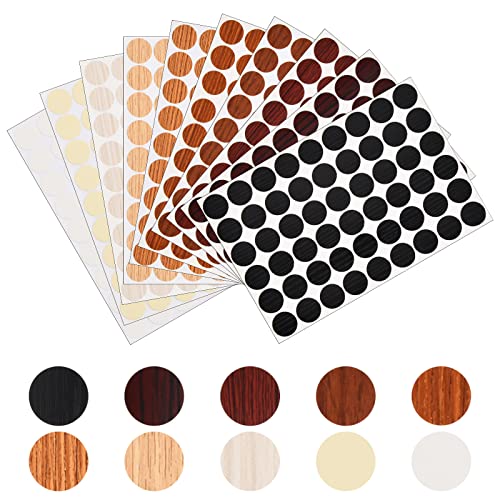 Anseom 540 Stücke Selbstklebende Abdeckkappen - 10 Blatt PVC Schraubenloch Aufkleber, 10 Farben, 21 mm Schrauben-Abdeckungen für Schrank Möbel von Anseom