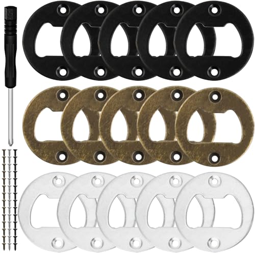 Anseom Flaschenöffner, 15 Stück Bieröffner Metalleinsatz Teile Kit mit Schrauben und Schraubendreher Bierflaschenöffner Einsätze Hardware für Küche BarHarzformen DIY Basteln (Schwarz Silber Golden) von Anseom