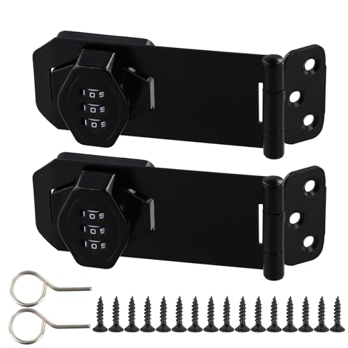 Anseom Kombinationstürriegelschloss, 10,2 cm, digitales Zahlenschloss mit Schrauben, Metall-Scheunentürschloss mit 3-stelligem Passwort, Drehtürschloss für Schränke, Tür, Garten (schwarz) von Anseom