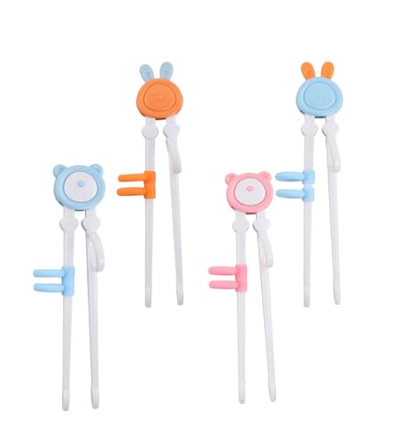 Anseom Stäbchen Kinder Essstäbchen Kinder Kinderstäbchen Chopsticks Niedliches Stäbchen mit Hilfe Design Geeignet für Kinder, Anfänger, Ältere (4 Stück) von Anseom
