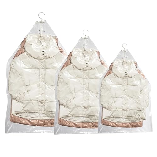 Anseom Vakuumbeutel zum Aufhängen, 6 Stück, transparent, platzsparend, mit Aufhänger, S/M/L, wiederverwendbare Mäntel, Vakuumbeutel, Schrank-Organizer für Mäntel, Anzüge, Kleider Anseom Vakuumbeutel zum Aufhängen, 6 Stück, transparent, platzsparend, mit Aufhänger, S/M/L, wiederverwendbare Mäntel, Vakuumbeutel, Schrank-Organizer für Mäntel, Anzüge, Kleider von Anseom