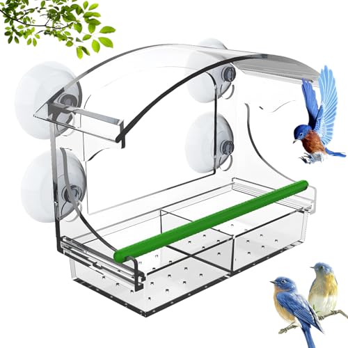 Anseom Vogelfutterhaus, Vogelfutterspender Aus Acryl mit 4 Saugnäpfen Transparent Futterstation Vögel mit Lebensmittelschale, Fenster Futterhaus für Wildvögel, Finken, Kardinal, Bluebirds Anseom Vogelfutterhaus, Vogelfutterspender Aus Acryl mit 4 Saugnäpfen Transparent Futterstation Vögel mit Lebensmittelschale, Fenster Futterhaus für Wildvögel, Finken, Kardinal, Bluebirds von Anseom