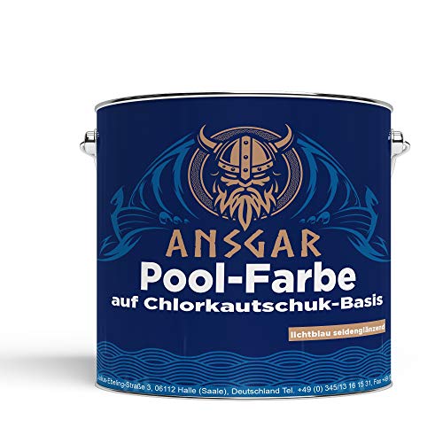 Ansgar Pool-Farbe universelle Schwimmbadfarbe Schwimmbeckenfarbe | 2,5L | lichtblau - Schwimmbeckenfarbe für permanente Wasserbelastung auf von Pools aus Beton, Metall | seidenglänzend, UV-stabil von Ansgar
