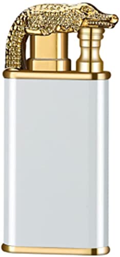Luminous Crocodile/Dolphin Double fire Straight into Open Flame Conversion Lighter,Double Jet Flame Butane Lighters,for Camping,Adventure,Survival Tactical (White Crocodile) von Anshka