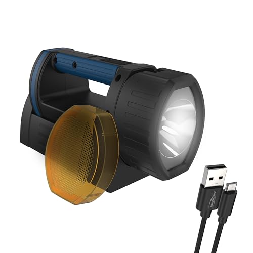 ANSMANN Extrem heller LED Handscheinwerfer, 5200mAh Akku aufladbar über Micro USB & Ladeaschale,3 Leuchtmodi, verstellbarer Lampenkopf, Notbeleuchtung von Ansmann