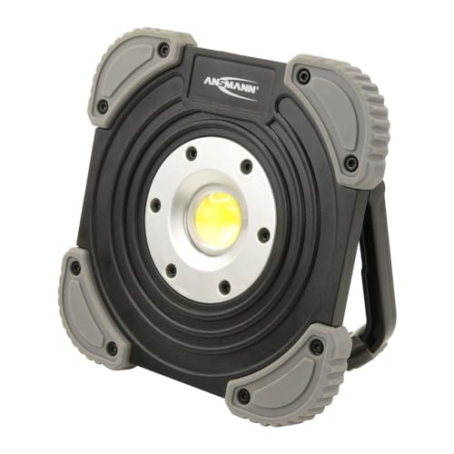 ANSMANN LED Baustrahler mit Akku 2000 Lumen & 20W - aufladbare Arbeitsleuchte flexibel & dimmbar IP64 - robuster LED Strahler für Baustelle, Werkstatt & Garage - LED Arbeitsscheinwerfer Arbeitslampe von Ansmann