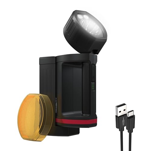 ANSMANN LED Handscheinwerfer Akku mit 10400mAh, automatische Notbeleuchtung bei Stromausfall, bis zu 100 Stunden Leuchtdauer möglich, wiederaufladbar über Micro USB oder Ladeschale von Ansmann