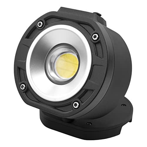 ANSMANN Profi-Arbeitsstrahler FL1100R mit 10W COB-LED, wiederaufladbar, 360° drehbares Kugelgelenk/Arbeitsleuchte mit Magneten und Aufhängehaken für Handwerk, Baustelle, Werkstatt, etc., Schwarz von Ansmann