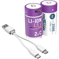 ANSMANN Akku Baby C Typ-C Anschluss Li-Ion 2300mAh 1,5V, 2 Stück von Ansmann