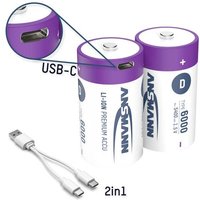 Ansmann LR20 USB-C Mono (D)-Akku Li-Ion 6000 mAh 1.5V 2St. von Ansmann